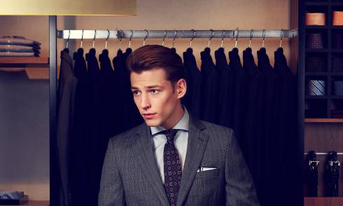 Model wearing Rembrandt suit
